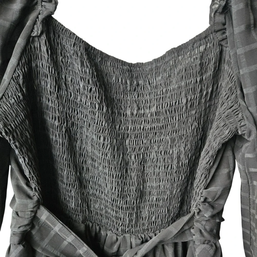 Fashion Nova Black Windowpane Check Ruffle Tiered Romper 1XL‎ Whimsigoth Party
